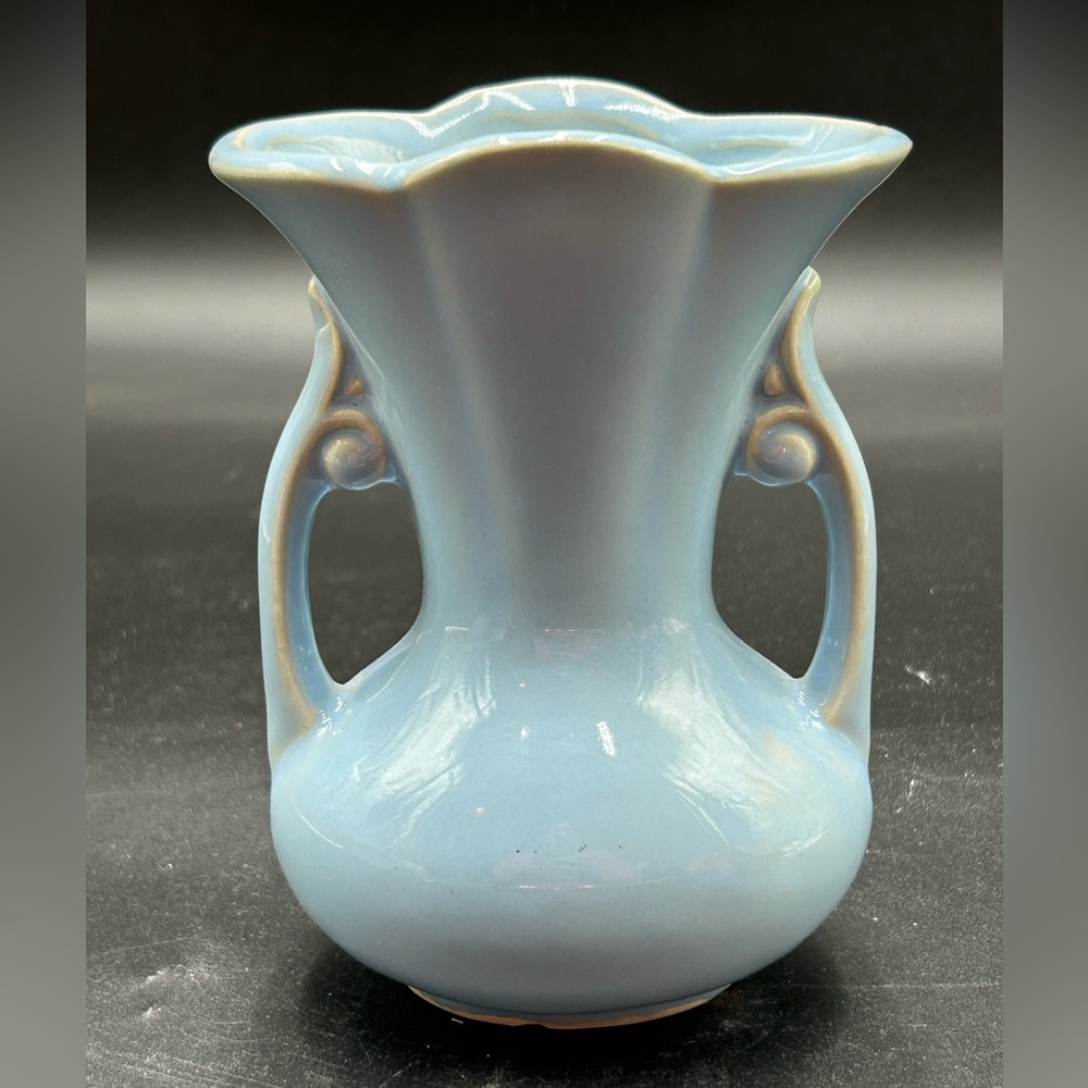 Vintage McCoy USA light Blue double handle Ceramic Vase